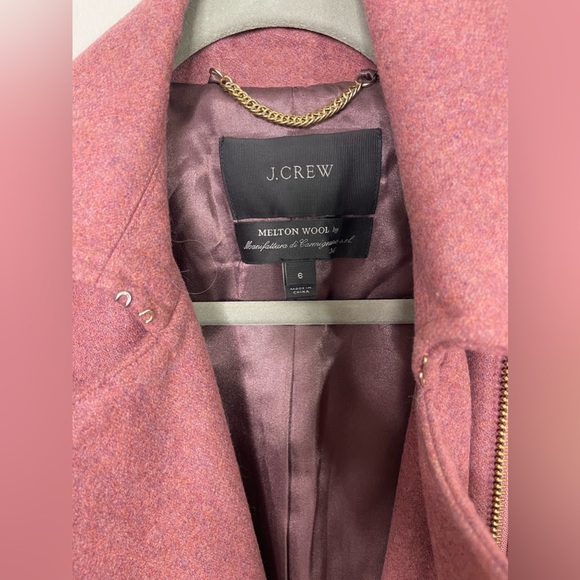 J.Crew Melton Wool Belted Zip Trench Coat Size 6 Pink Mid Length Preppy Pockets - Picture 4 of 12